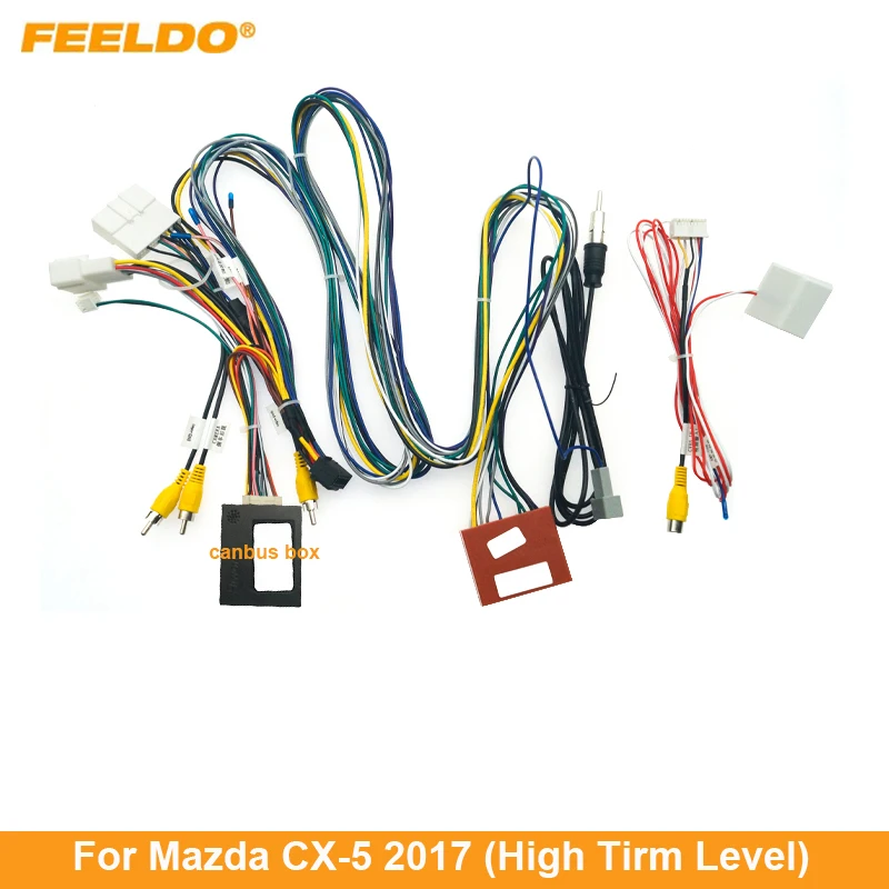 

FEELDO Car 16pin Audio Wiring Harness With Canbus Box For Mazda CX-5 2017 Aftermarket Stereo Installation Wire Adapter