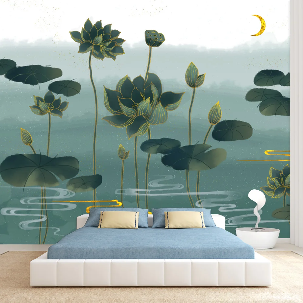 

Self Adhesive 3d Wallpaper Accept for Living Room Contact Wall Papers Home Decor Water Lily Wallpapers TV Background Wall Design