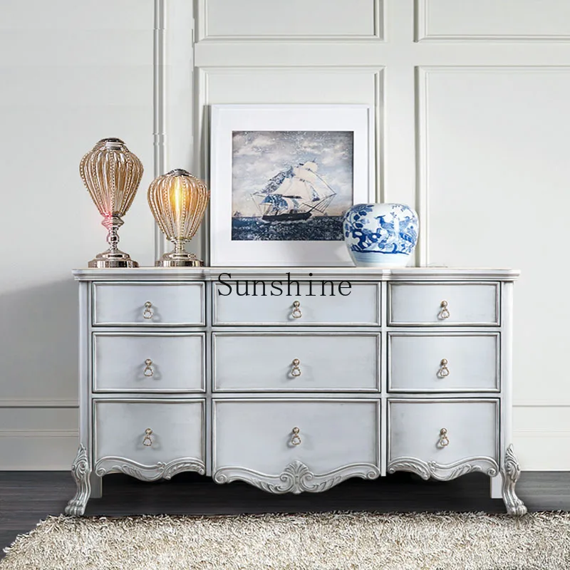 

American country solid wood retro old neoclassical bedroom storage cabinet furniture