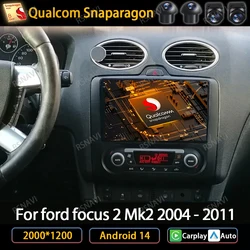 Android 14 Auto Carplay For Ford Focus 2 3 Mk2 Mk3 2004 2005 - 2011 Car Radio Multimedia Video Player 4G WIFI GPS Navigation BT