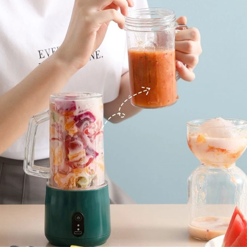 เครื่องปั่นน้ำผลไม้ถ้วยเครื่องผสมน้ำผลไม้2500มิลลิแอมป์ต่อ USB เครื่องปั่นน้ำผลไม้เครื่องปั่นผลไม้ขนาดพกพาสมูทตี้แบบชาร์จไฟได้สำหรับเล่นกีฬาในบ้าน