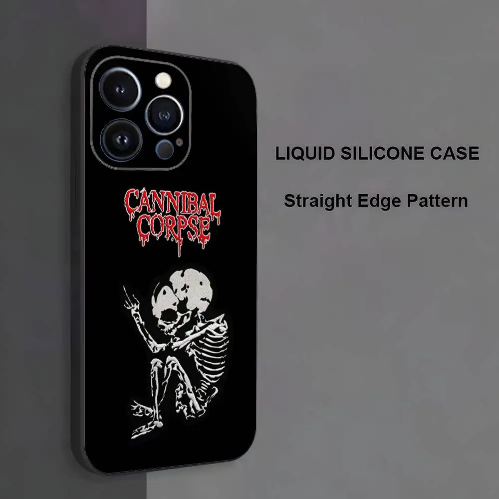 2025 C-Cannibal Corpse EU UK Tour Phone Case iPhone 17,16,15,14,13,12,11، Pro Max، XS، X، XR، SE، Mini، 8، 7، غطاء أسود من السيليكون الناعم