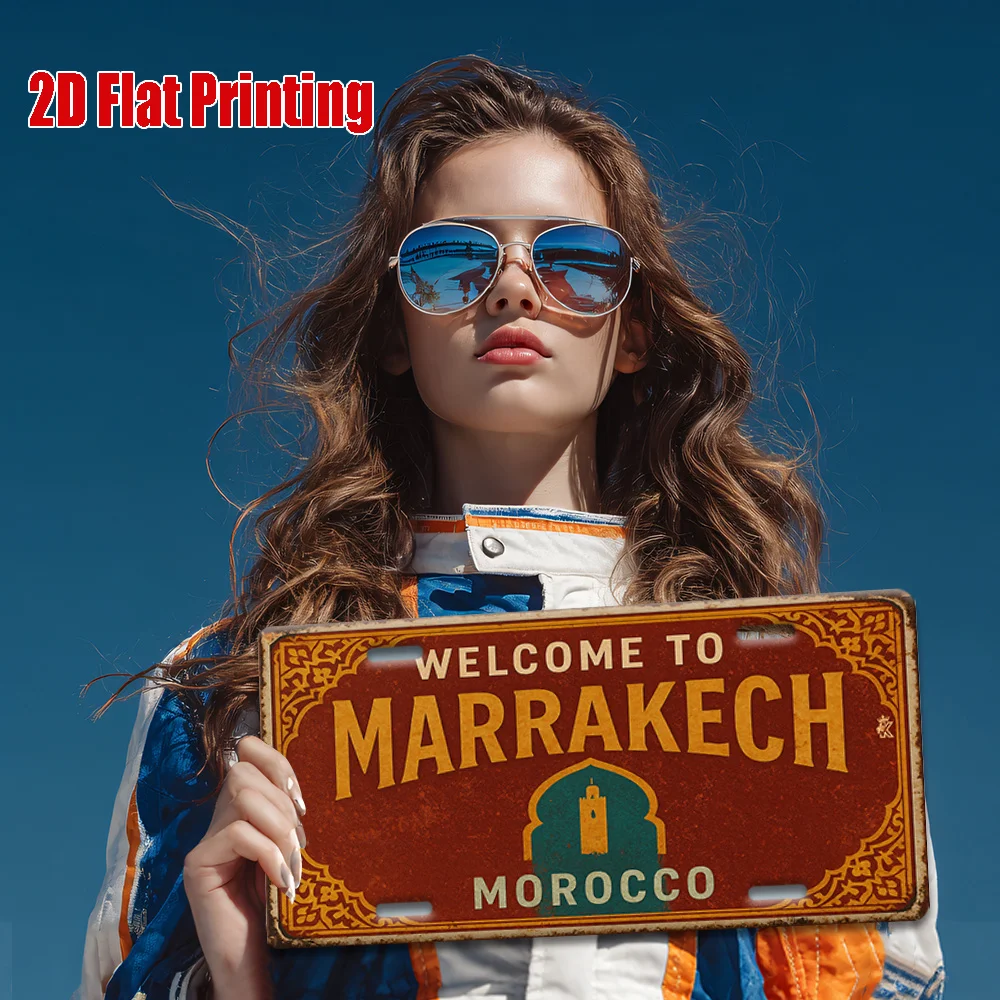 AL Welcome to Marrakech Morocco License Plate Sign - Vintage Durable Metal Plaque Wall Decor, Home Office Bar Man Cave Wall Art view 5