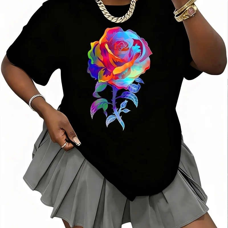 Water Color Art Rose Garden Gardener Botanist Flowers Rose Women's T-Shirt 100% Cotton Fun Print Short Sleeve Top Casual Round Neck Tee S-5Xl