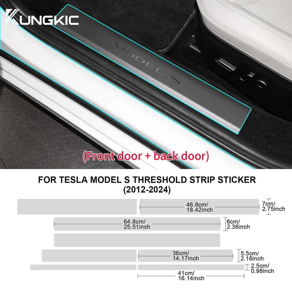 KUNGKIC for Tesla Model S 2012-2024 Precut Paint Protection Film Car Door Sills Protective Handle Sticker TPU PPF Model S 8.5mil