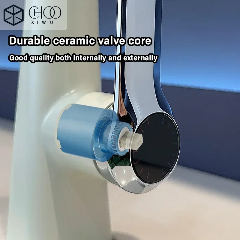 CHOOXIWU 360° Degree Rotation Bathroom Sink Faucet with Lift up down Stream Sprayer Hot Cold Water Mixer Wash Tap for Kitchen 5