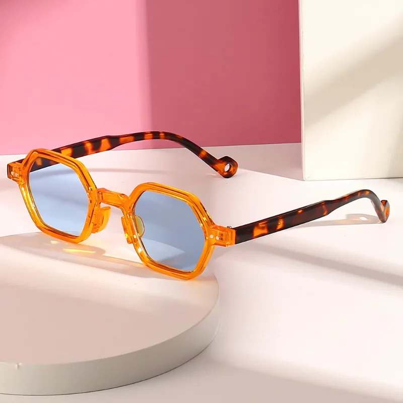 Retro Style  Sunglasses Uv400 Male Green Brown Polygon Ladies Sun Glasses For women Summer  New Eyewear