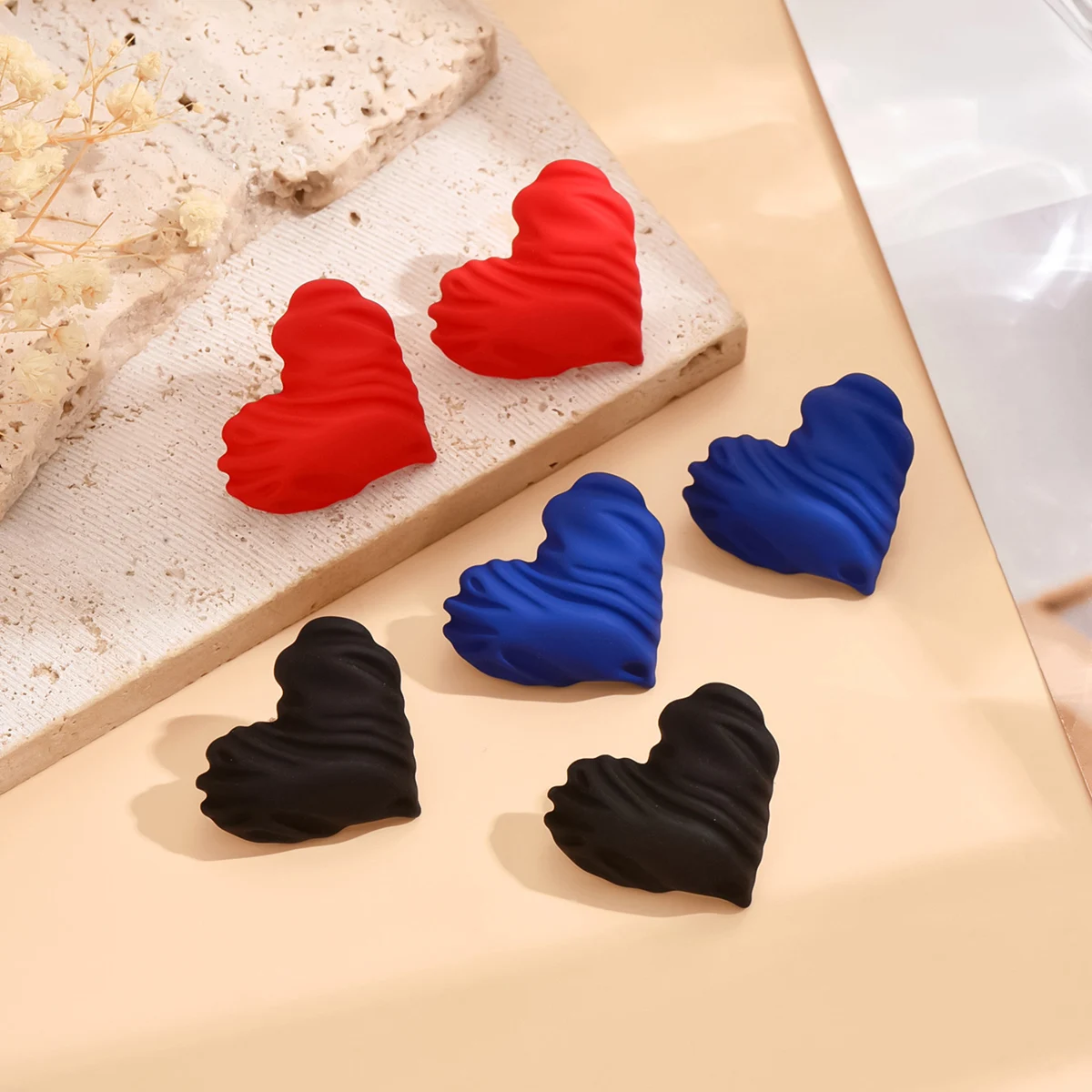 Bohemia Vintage Irregular Lava Textured Heart Large Earrings for Women European American Personality Exquisite Fashion Jewelry - view 6
