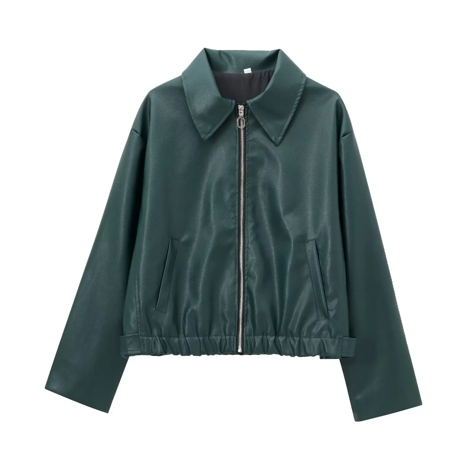 Chaqueta de Cuero de Diseño de Moda para Mujer JNLEAOG, Bloques de Color, Estilo Otoñal, Chaqueta Corta para Mujer, Color Pur...