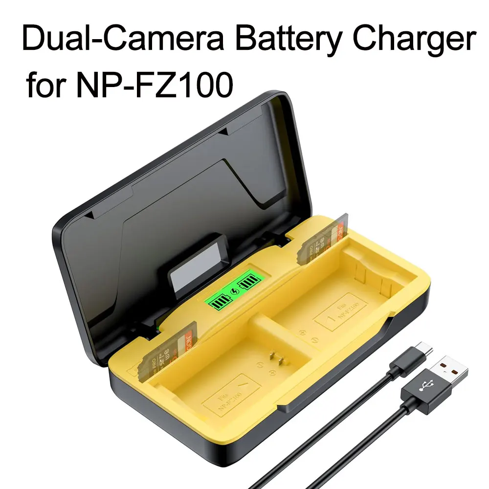 20W Dual-Slot Camera Battery Charger NP-FZ100 for Sony ZV-E1 FX A6700 A7C A7II A7RI A7R IV A7 IV A7 III,A9