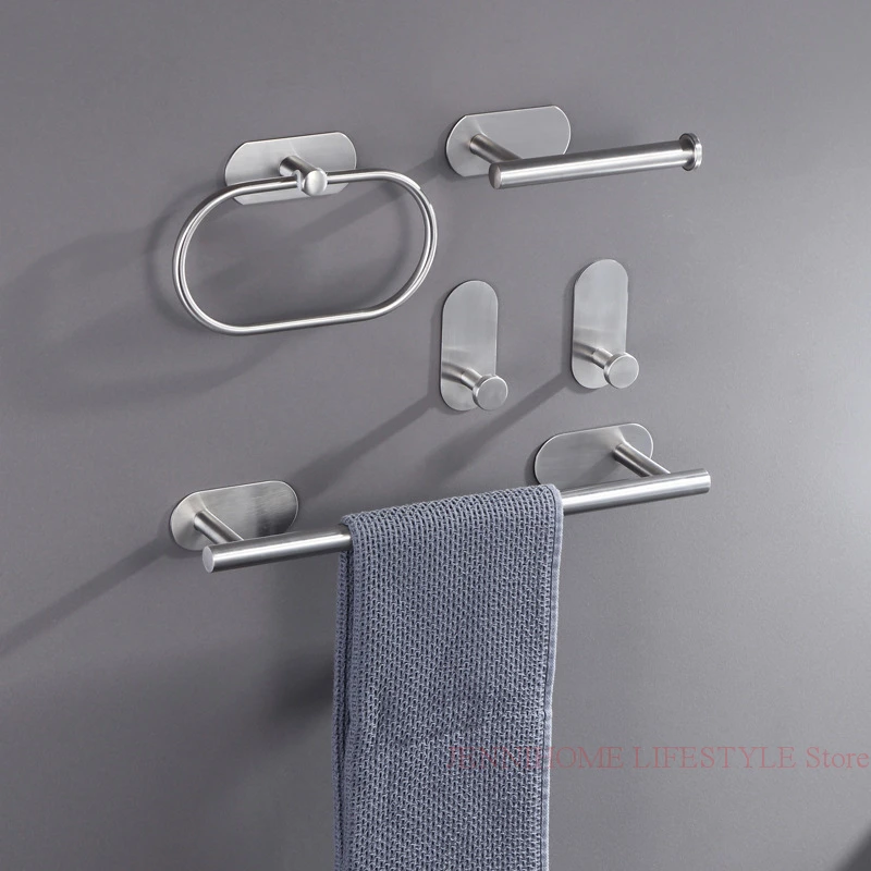 Golden Adhesive Toilet Roll Paper Holder Organizer Wall Mount Storage Stand Kitchen Bathroom Tissue Towel Dispenser Stainless