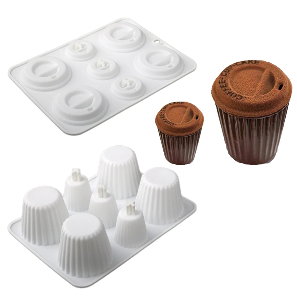 AT13 Molde de silicona para pastel con forma de taza de café, herramienta para hornear postre y Mousse de chocolate para cocina, molde de silicona A