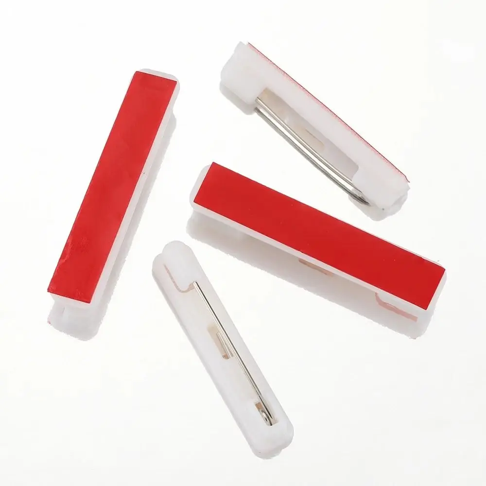 50Pcs Hard Plastic Plastic Brooch Pin Self Adhesive Back Multi Length Sizes DIY Badge Back White Ornament Buckle Universal