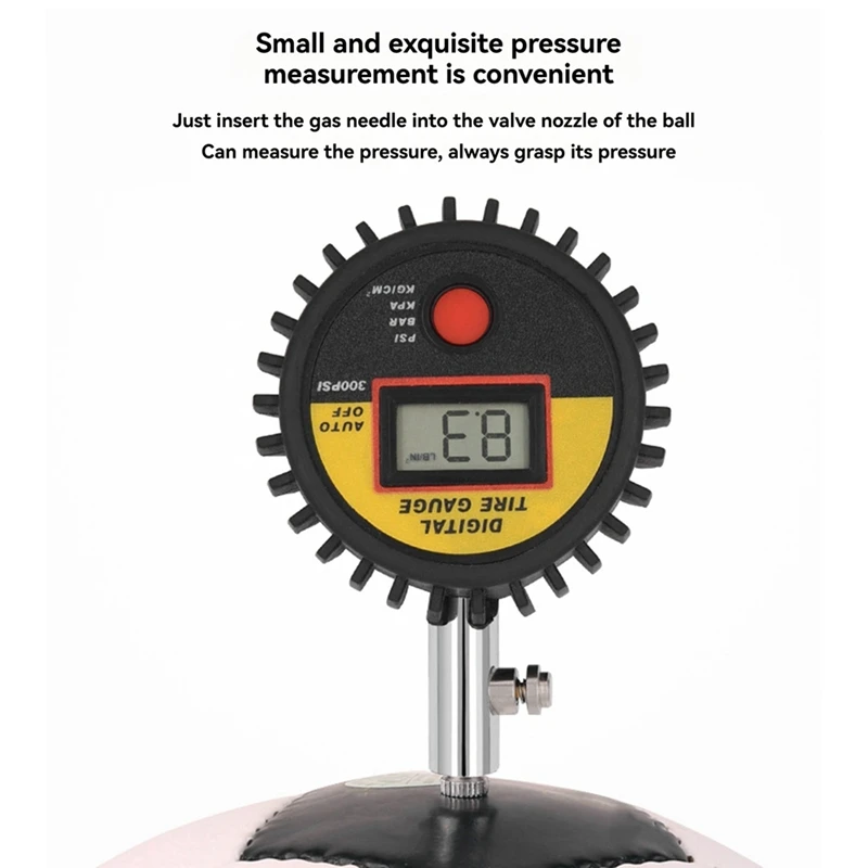 مقياس الضغط الإلكتروني عالي الدقة لمعدات الكرة بشاشة عرض رقمية لقياس ضغط الكرة