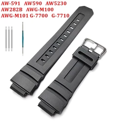 For Casio G-SHOCK AW-591 AW590 AW5230 AW282B AWG-M100 /M101 G-7700/7710 Watch Strap Resin Bracelet Accessory Wristband With Tool