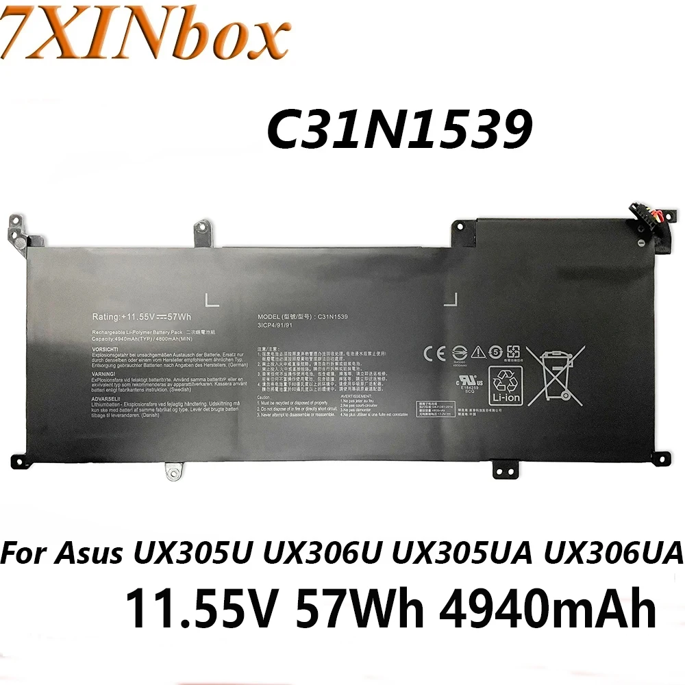 7XINbox 11.55V 57Wh 4940mAh C31N1539 C31PN9H 0B200-01180200 Laptop Battery For Asus ZenBook UX305UA UX305UAB UX306U Series