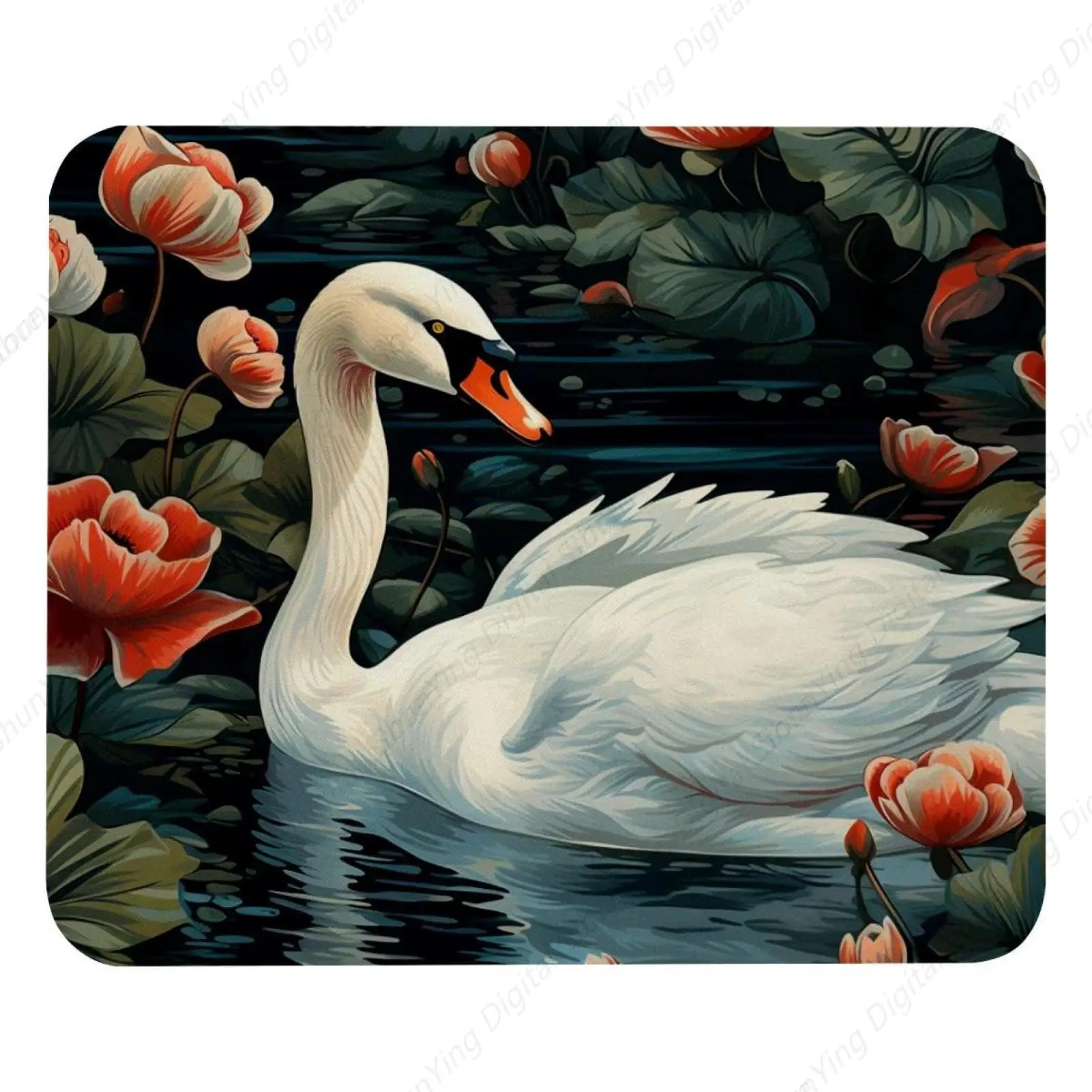 Retro White Swan Pattern Mouse Pad With Rubber Anti Slip, Suitable For Gaming Office Laptop Mouse Pad 18*22cm