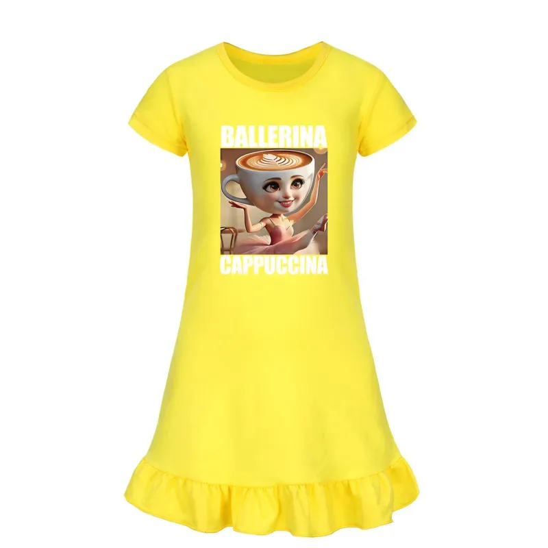 الصيف فتاة لطيف راقصة الباليه كابتشينا ثوب النوم الاطفال الكرتون تونغ الصحور منامة فستان لفتاة في سن المراهقة فستان سهرة فستان نوم الطفل #4