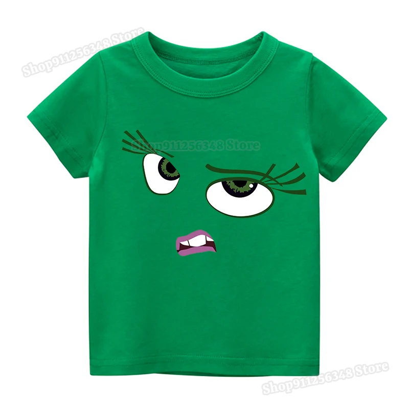 ديزني-تي شيرت مطبوع كرتوني متعدد الألوان ، فيلم من الداخل إلى الخارج 2 قمم ، تيشيرتات شخصية كرتونية ، تعبيرات شخصية ، قميص بوتيك صبي وفتاة #2