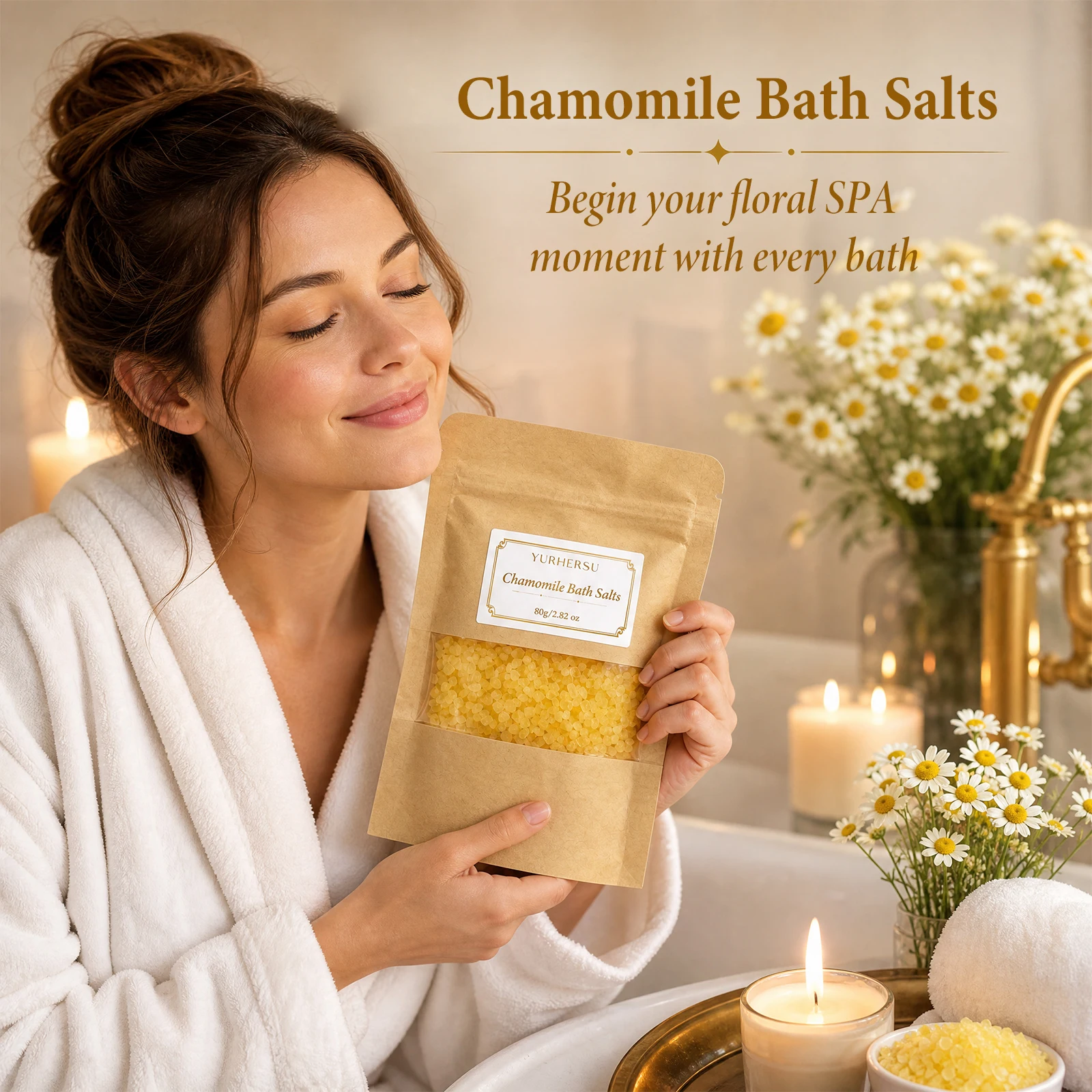 Bath salt-chamomile，Exfoliating bath salt，Home Spa，Frequent bathing and foot soaking，Christmas, Halloween, birthday gifts, souve