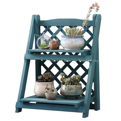 Solid Wood Desktop Small Flower Rack, Office Window Sill Mini Storage Combination Potted Plant Rack