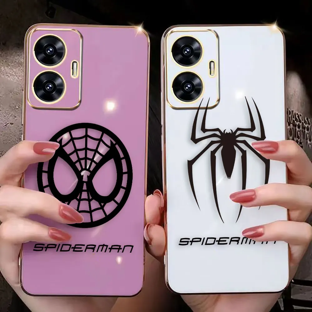 Cover Smooth E-TPU Phone Case For REALME GT 2 NEO3 MASTER 7 8 8I 9 9I 10 11 PRO C21Y C30 C33 5G Case Cool Marvel Spider-Man Logo