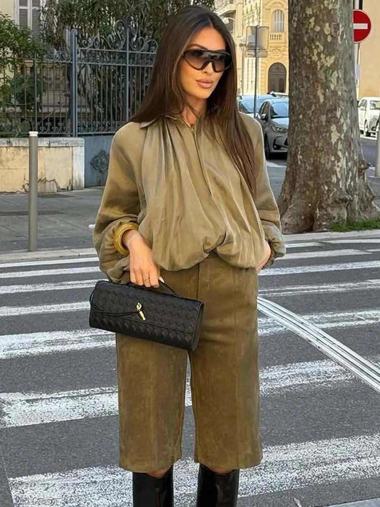 

Trendix Oversized Jackets Top For Women Fashion Loose Long Sleeve Patchwork Pleated Lapel Cardigan Tops Casual Coats 2025 Fall