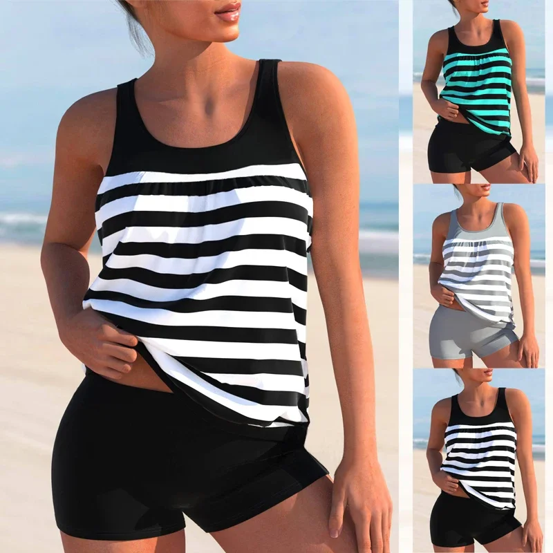 

Summer Fashion Design Women's Bikini Two Piece Set Zebra Pattern Printed Swimwear Vest Sports Beach Wear S-6XL