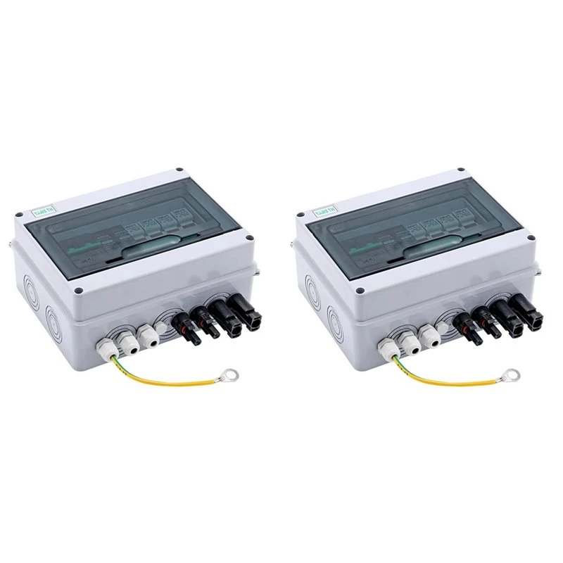 ABFS 2X Solar Photovoltaic PV Combiner Box With Ground Wire Protection 2 In 1 Out DC600V Fuse MCB SPD Waterproof Box IP65