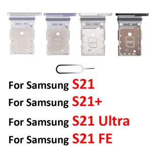 Bilashmart Phone Sim Card Tray Samsung Galaxy S21 FE Plus Ultra S21+ BackShell SIM Chip Slot Holder G990 G991 G996 G998 With Tool