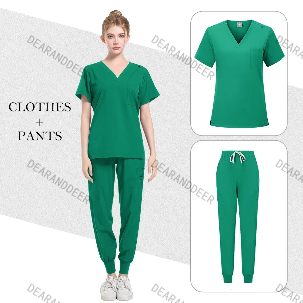 Surgical top pocket straight-leg pants wrinkle-resistant high-grade fabric clinical uniform washable nurse medical surgical set