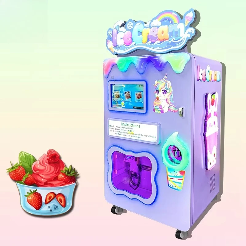 Customized Intelligent Robot Arm Ice Cream Vending Machine 2026 New Automatic Soft  Hard Ice Cream Entertainment Center Hot Sale