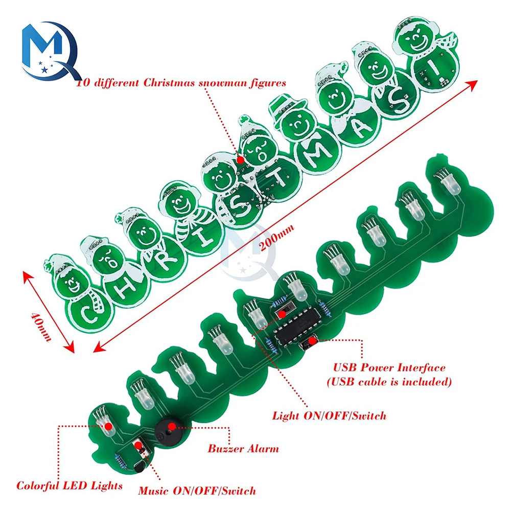 Diy Christmas Electronic Production Kit With Led Flash Electronic Fun Welding Practice Kit Christmas Snowman Module Music Box