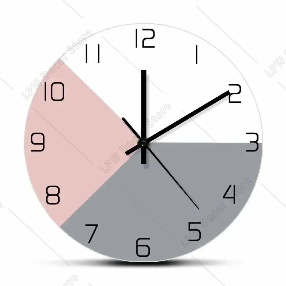 Pink Grey White Modern Design Printed Wall Clock For Bedroom Simple Design Minimalist Wall Art Multi Colors Silent Quartz Clock