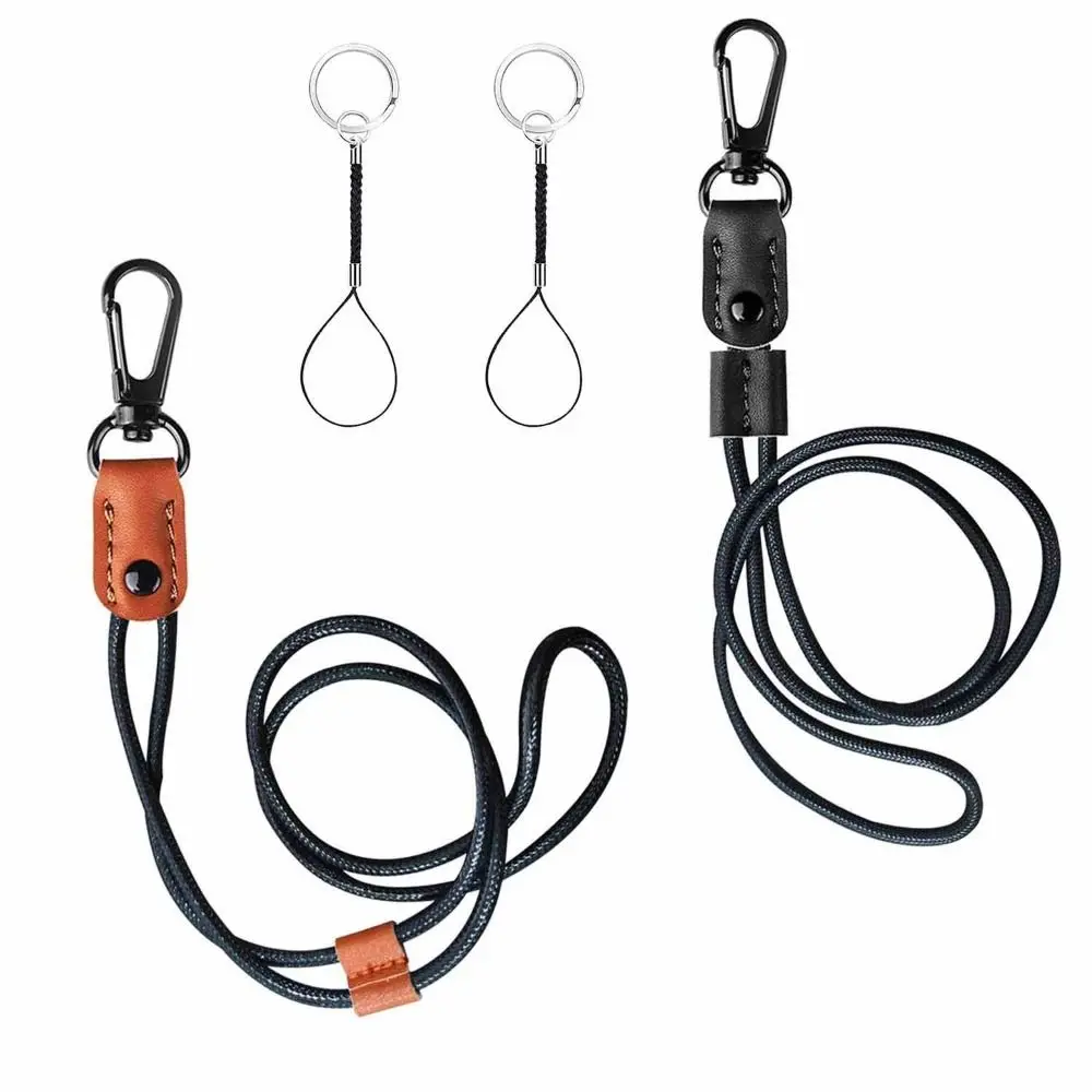 Leather Braided Badge Lanyard for ID Card Holder Keys Office Adjustable Lanyard with Strong Metal Clasp Keychain Holder Neck