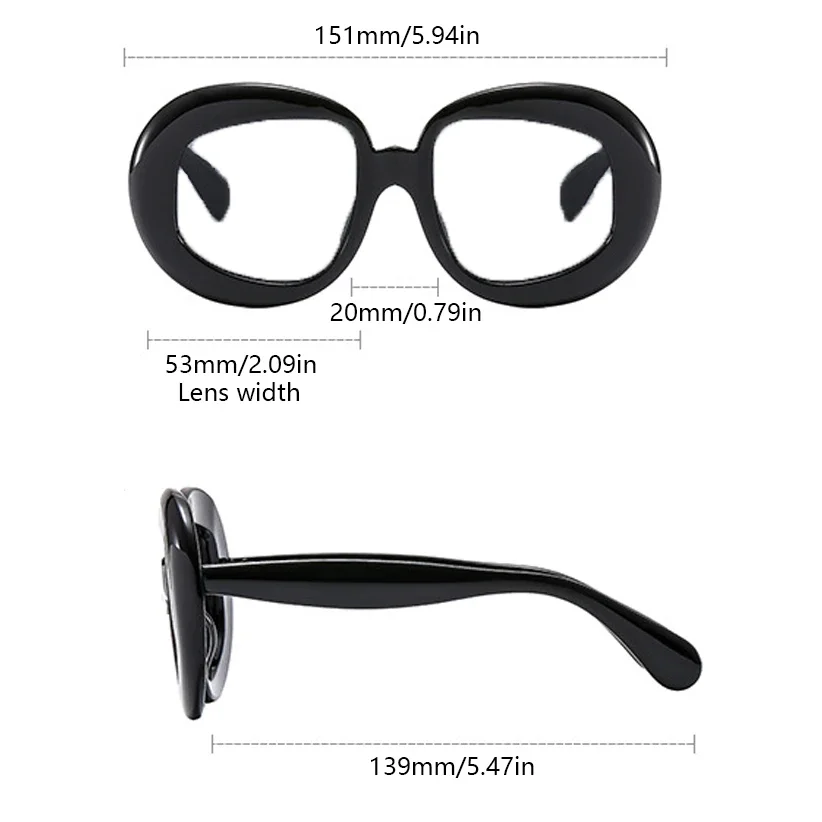 KAMMPT New Oval Eyeglasses Candy Color Oversized Fashion Vintage for Women Trendy Brand Design Non-prescription Eyewear