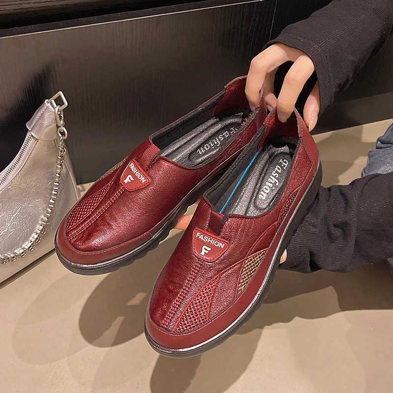 

Удобная уличная женская обувь, повседневные дышащие лоферы без шнуровки, модная неглубокая прогулочная обувь, нескользящая женская обувь больших размеров