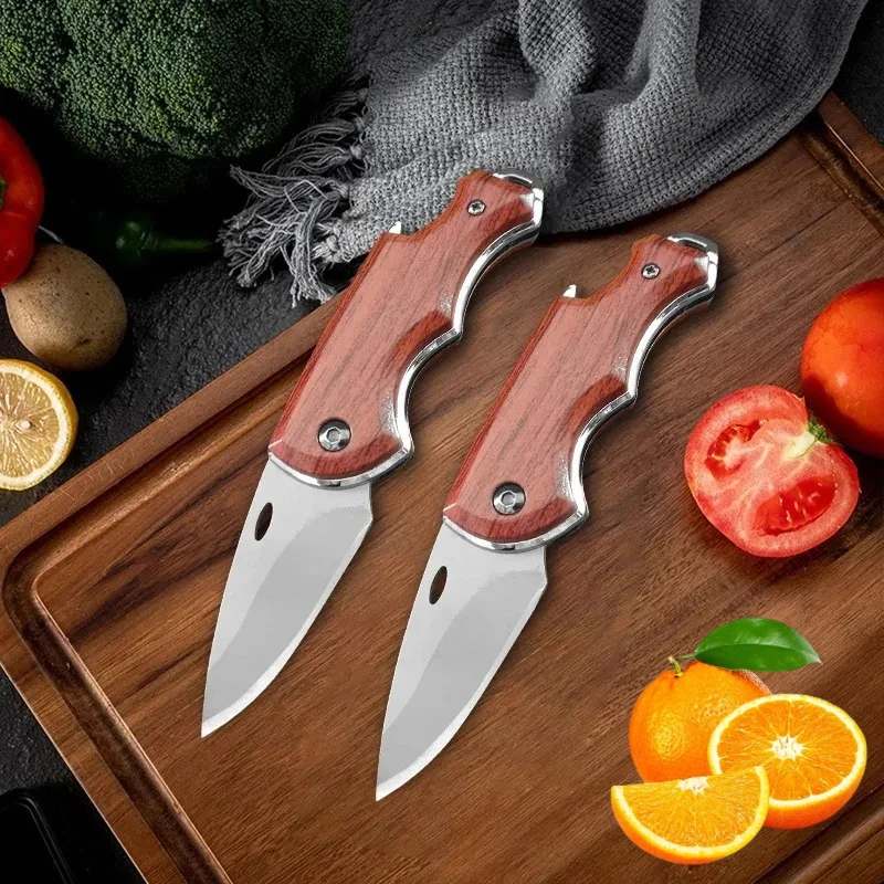 Stainless steel folding kitchen knife portable pocket knife forged butcher with bone and meat fruit fish barbecue plastic handle