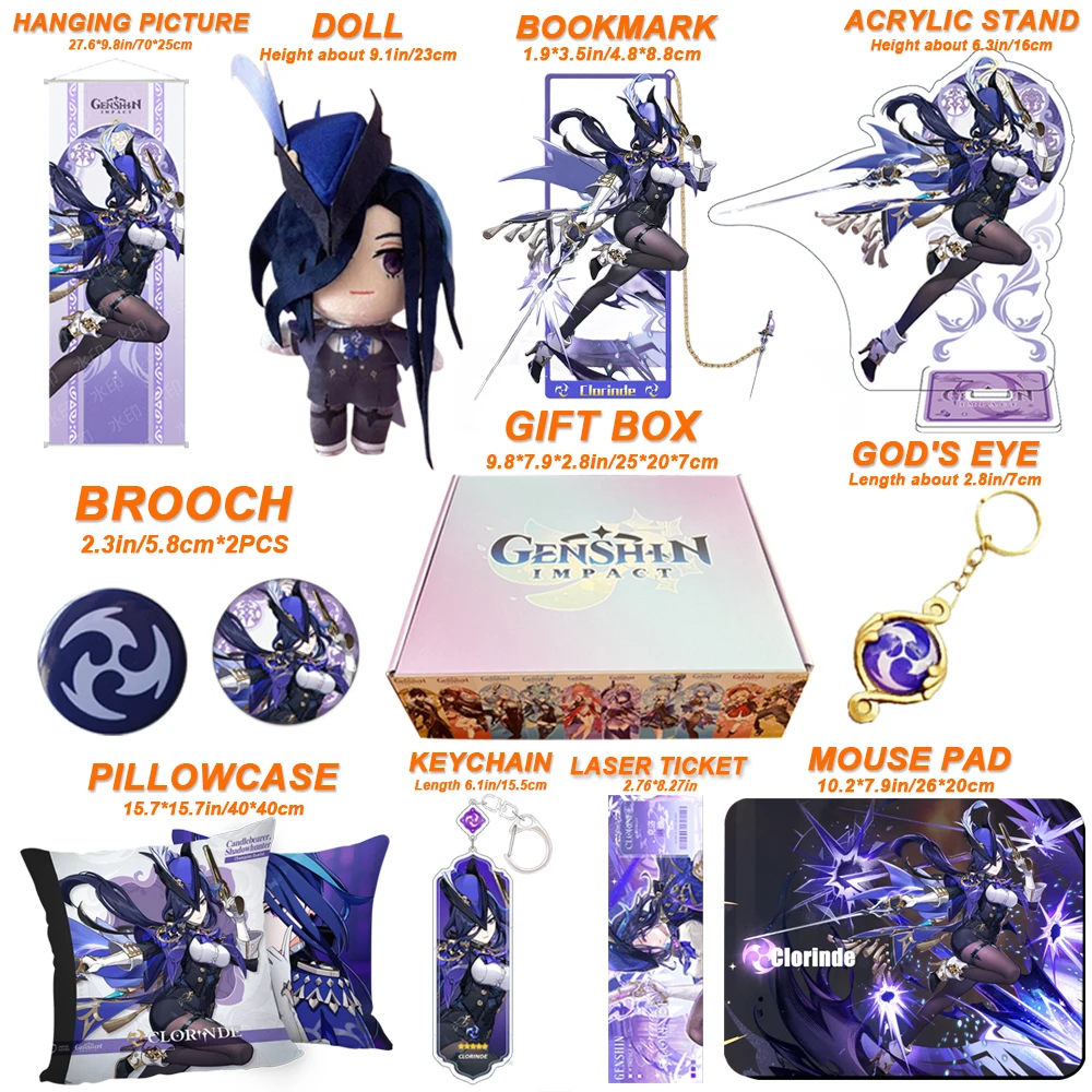 Genshin Impact Mavuika Clorinde Sigewinne Arlecchin Navia Furina Neuvillette Wriothesley Gift Box Keychain Sticker Stand