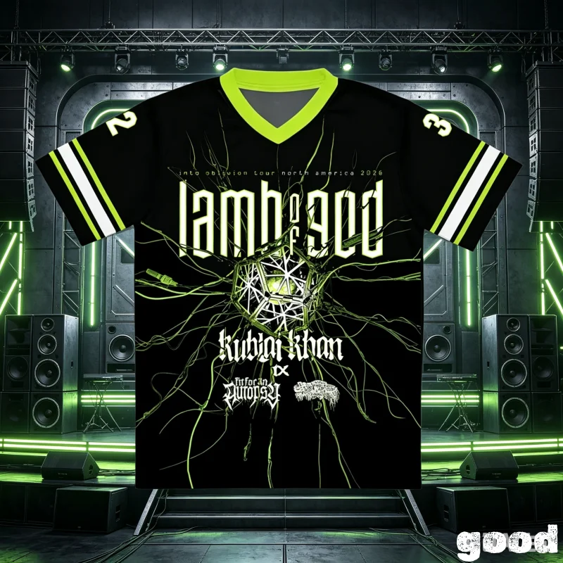Camiseta de Manga Corta con Cuello en V, Holgada, Unisex, de la Gira Into Oblivion 2026 de LAMB OF GOD, Camisetas de la Banda de Rock Heavy Metal con Estampado 3D