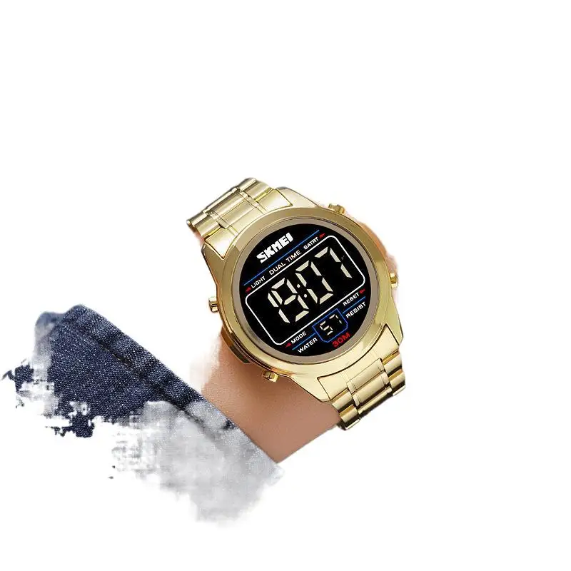 SkmeiMen ساعة رياضية مقاومة للماء أرقام كبيرة متعددة الوظائف ساعة إلكترونية ساعة منبه مضيئة ساعة إلكترونية للرجال