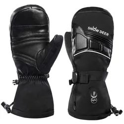 Moto Snowboard Rechargeable Electric Heated Skiing Gloves Leather Heating Gloves With Battery Winter Mittens For Women Men 2022