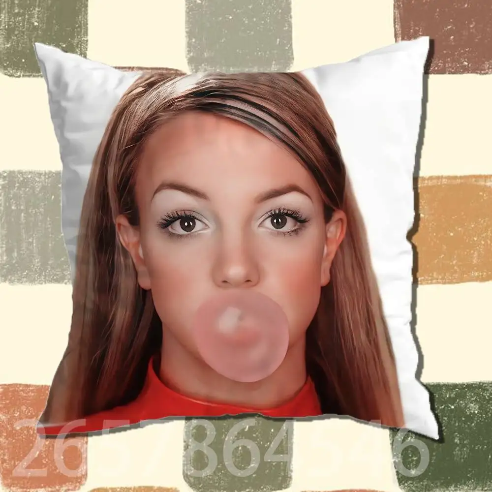 B-Britney S-Spears Polyester Printed Pillow Cover Square 30 35 40 45 50 55 cm Soft for Sofa Bed Car Home Decor