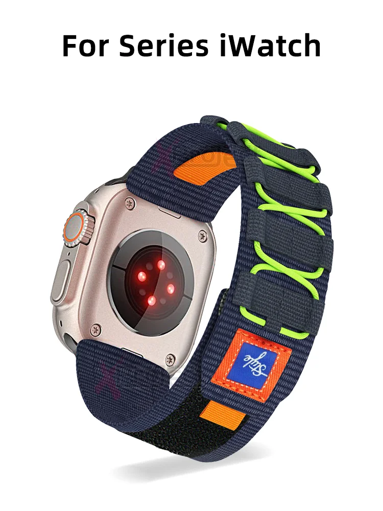 Pulseira esportiva para pulseira de relógio Apple, pulseira de nylon Starlight, exterior, iWatch Ultra 2 Series X 9 8 SE 7 6 5 4 3, 44mm, 38mm