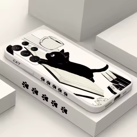 Naughty Cat Phone Case For Samsung Galaxy S25FE S24 S23 S22 S21 S20 Ultra Plus FE S10 Note 20 ultra 10 9 Plus Cover