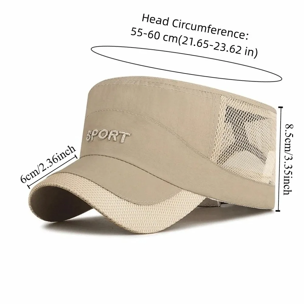 Cool Adjustable Flat Top Cap Breathable Casual Wear Mesh Sun Hat Sun Protection Polyester Quick Drying Cap Summer Outdoor view 6