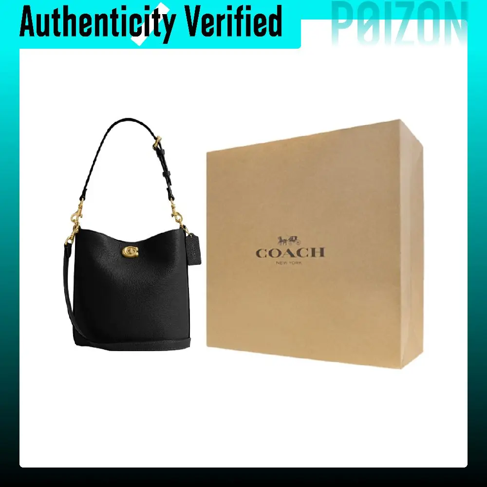 COACH Willow Cow Leather Bucket Bags Crossbody Bag, Shoulder Bag Small Women's Black CW625-B4BK