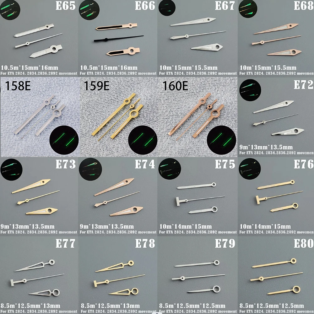 グリーンの時計ポインター,ムーブメントA1〜a80,2824, 2836, 2892,