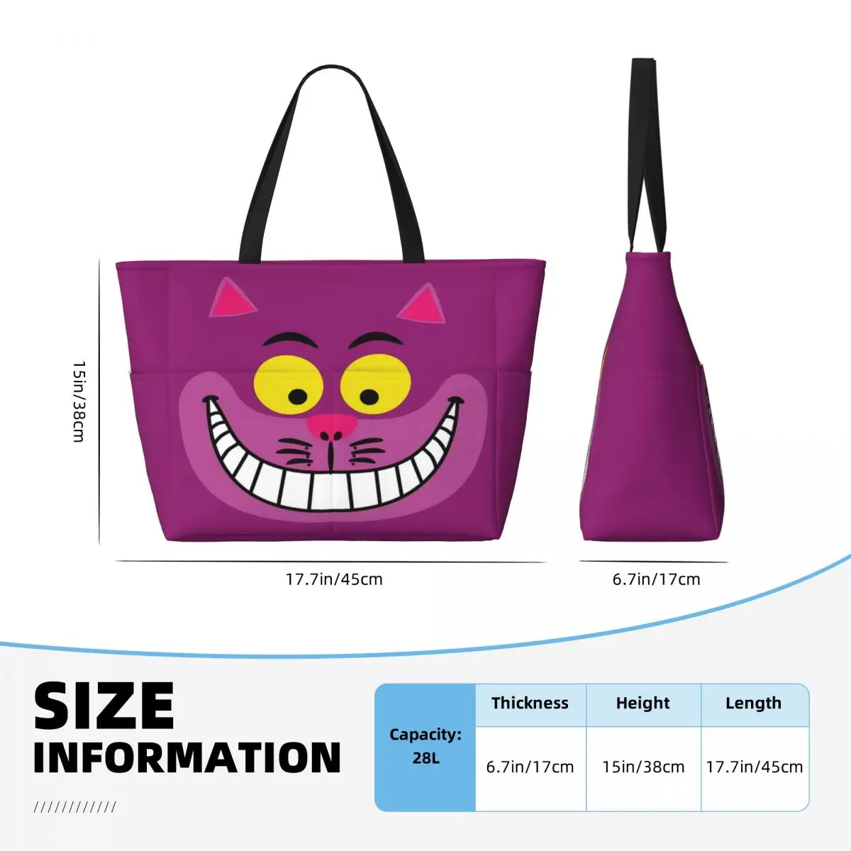 Personalizzato Alice nel paese delle meraviglie Cheshire Cat Travel Tote Bag donna borse per la spesa a tracolla di grande capacità