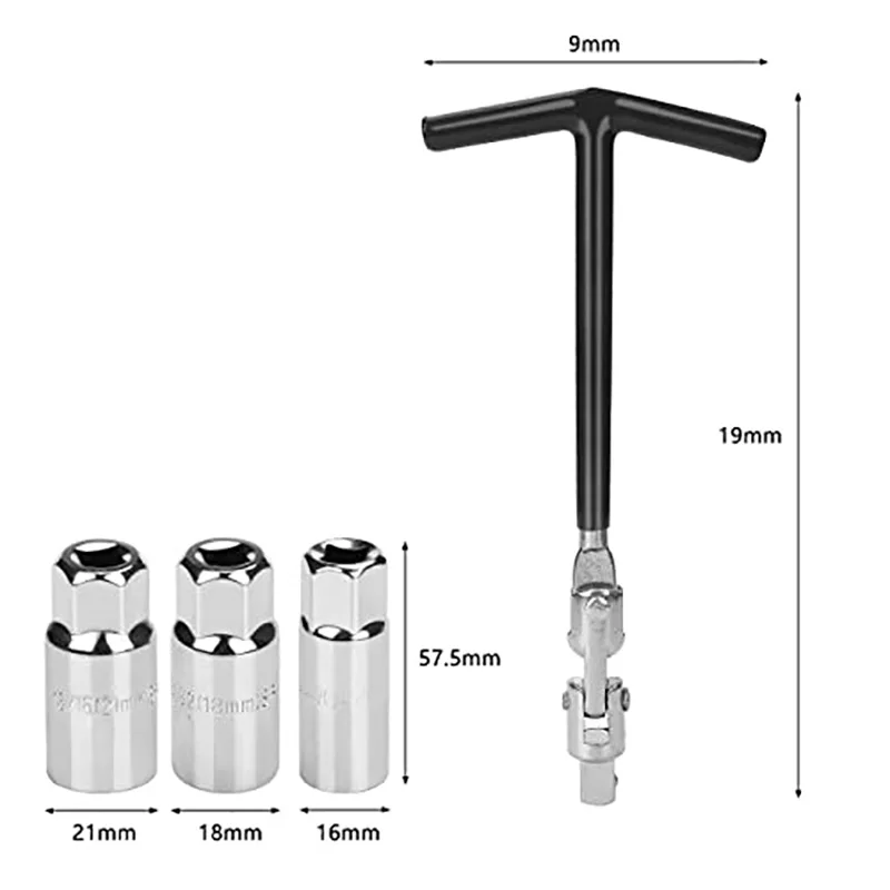 Hochfeste Verchromte Kfz-Reparaturwerkzeuge 16mm 18mm 21mm 4-teiliger Zündkerzen-Steckschlüsselsatz – Detail 1